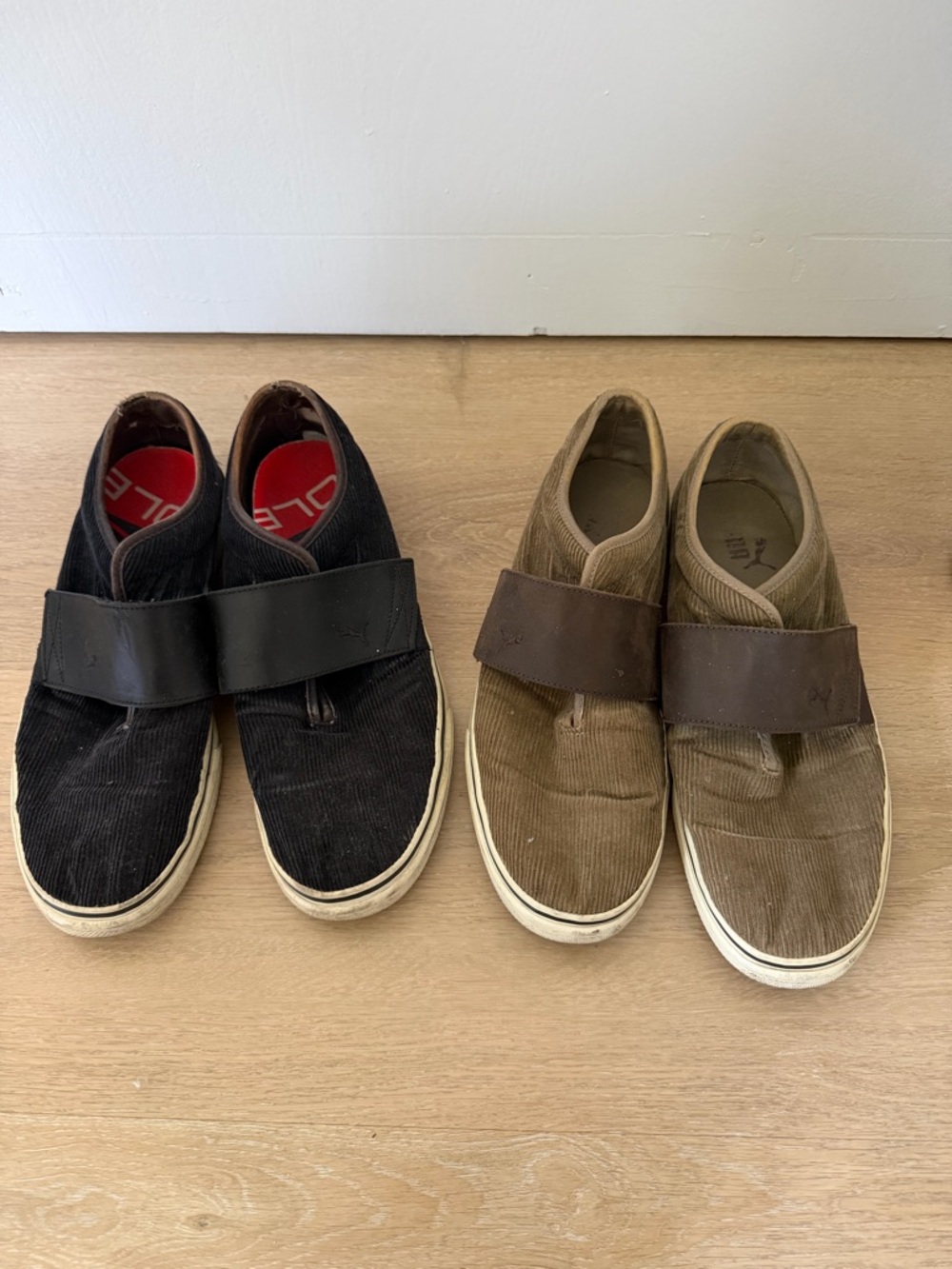 2 Puma El Rey green & black Corduroy Slip-On Loafers